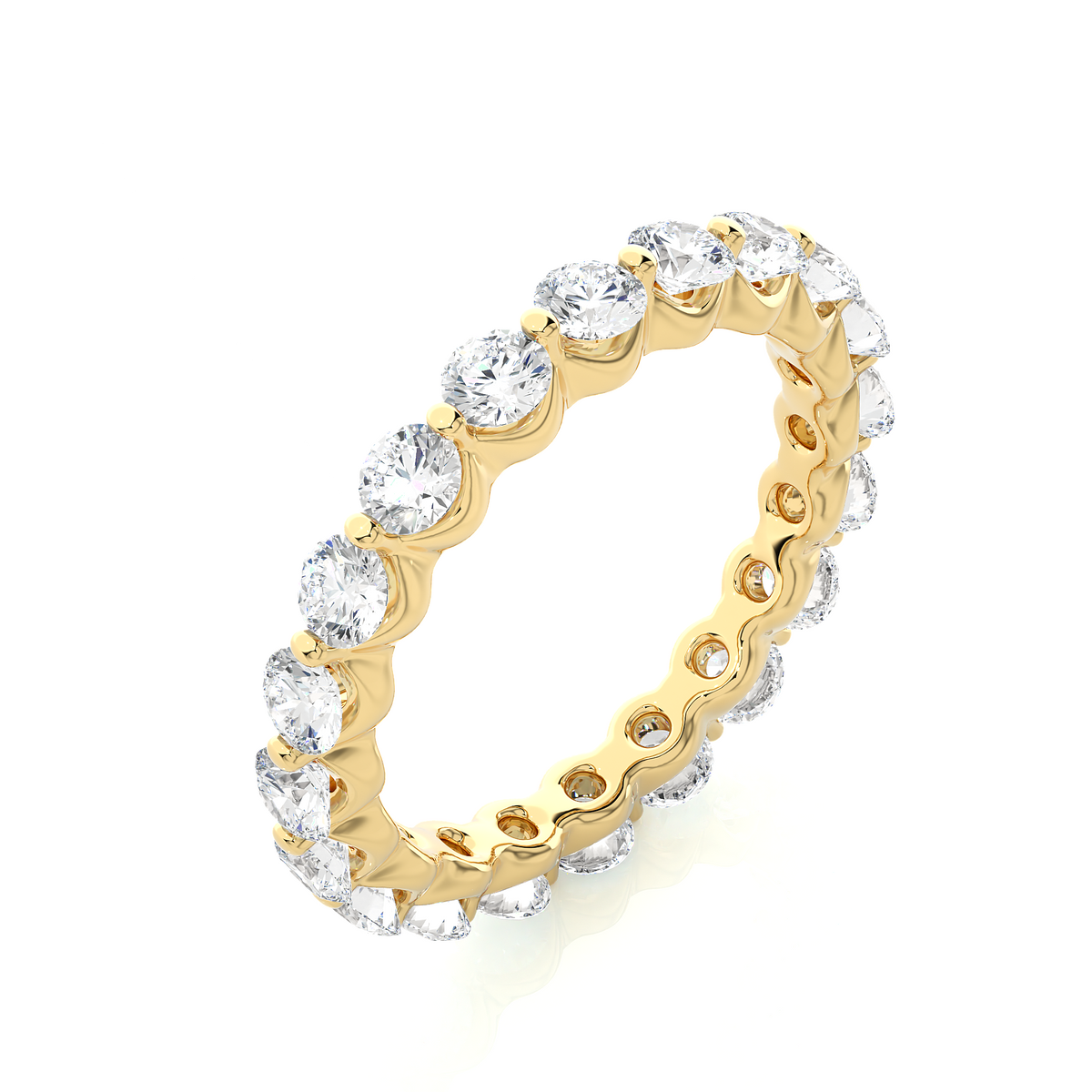 2.03 CT Channel Set Round Cut Lab Grown & Natural Diamond  Colorless Engagement Ring, With 14K Solid White Gold - HIGHCARAT DIAMONDS