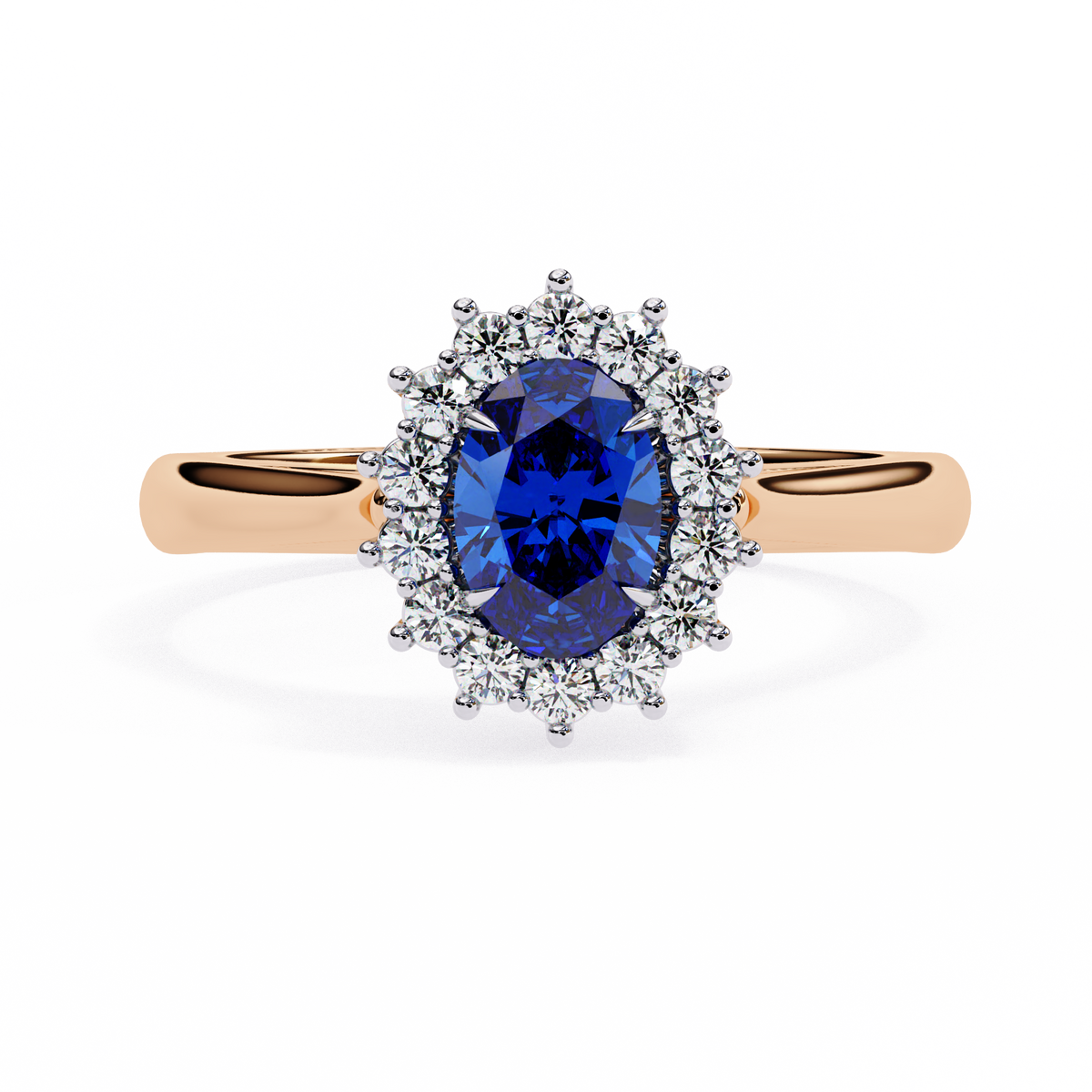2.04 Ct Oval And Round Cut Blue Sapphire Diamond,10k  Blue Fancy Delicate Elegant Ring - HIGHCARAT DIAMONDS