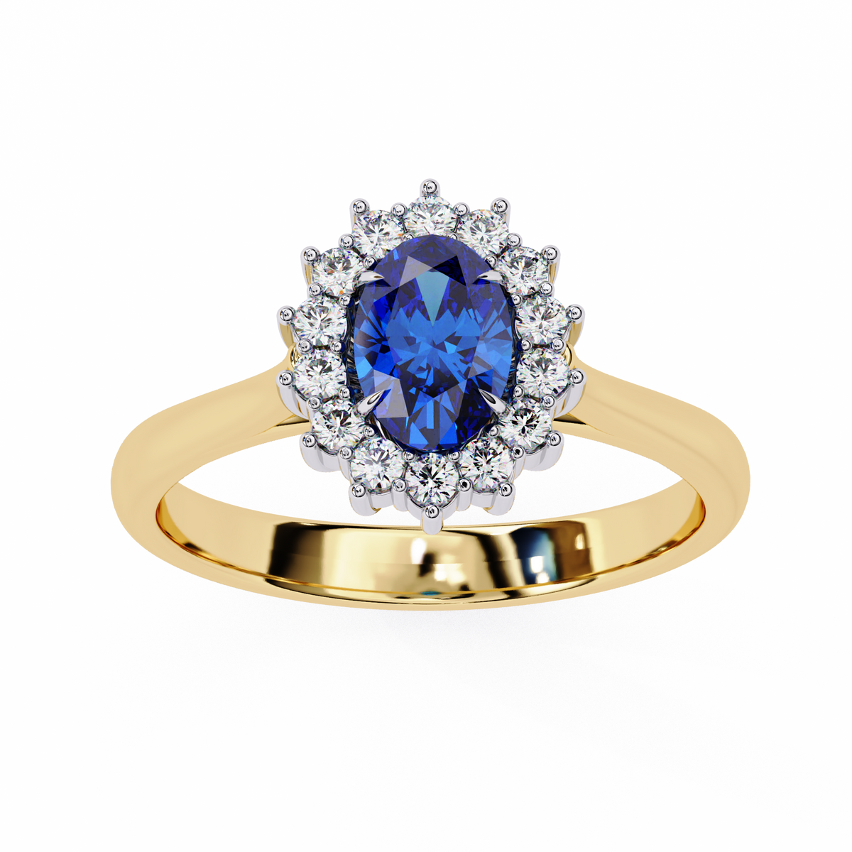 2.04 Ct Oval And Round Cut Blue Sapphire Diamond,10k  Blue Fancy Delicate Elegant Ring - HIGHCARAT DIAMONDS