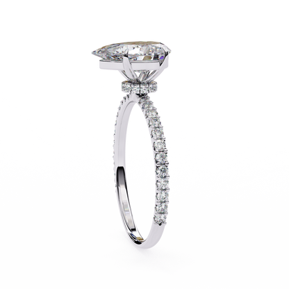 2.06 Ct Pear And Round lab Grown Diamond Cut 10k Solid Gold  Pave Set Cluster Bridal Ring - HIGHCARAT DIAMONDS