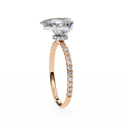 2.06 Ct Pear And Round lab Grown Diamond Cut 10k Solid Gold  Pave Set Cluster Bridal Ring - HIGHCARAT DIAMONDS