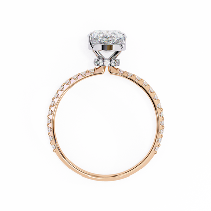 2.06 Ct Pear And Round lab Grown Diamond Cut 10k Solid Gold  Pave Set Cluster Bridal Ring - HIGHCARAT DIAMONDS