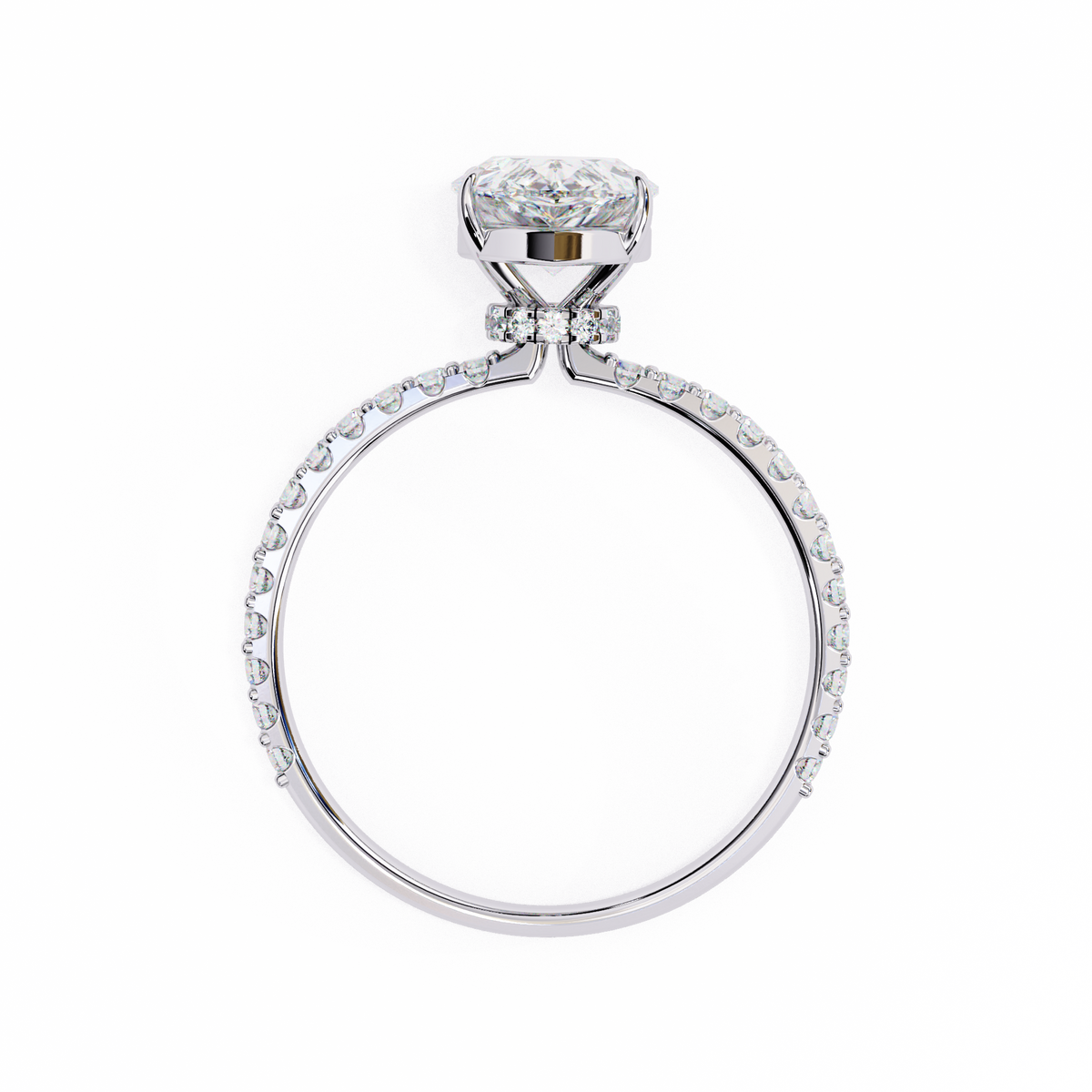 2.06 Ct Pear And Round lab Grown Diamond Cut 10k Solid Gold  Pave Set Cluster Bridal Ring - HIGHCARAT DIAMONDS