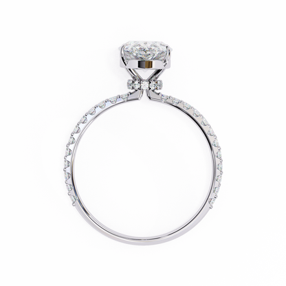 2.06 Ct Pear And Round lab Grown Diamond Cut 10k Solid Gold  Pave Set Cluster Bridal Ring - HIGHCARAT DIAMONDS