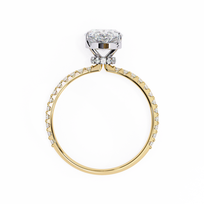 2.06 Ct Pear And Round lab Grown Diamond Cut 10k Solid Gold  Pave Set Cluster Bridal Ring - HIGHCARAT DIAMONDS