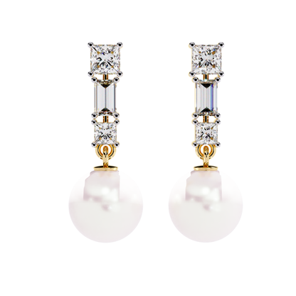 2.08 Ct Baguette & Princess Diamond Drop Earrings - HIGHCARAT DIAMONDS