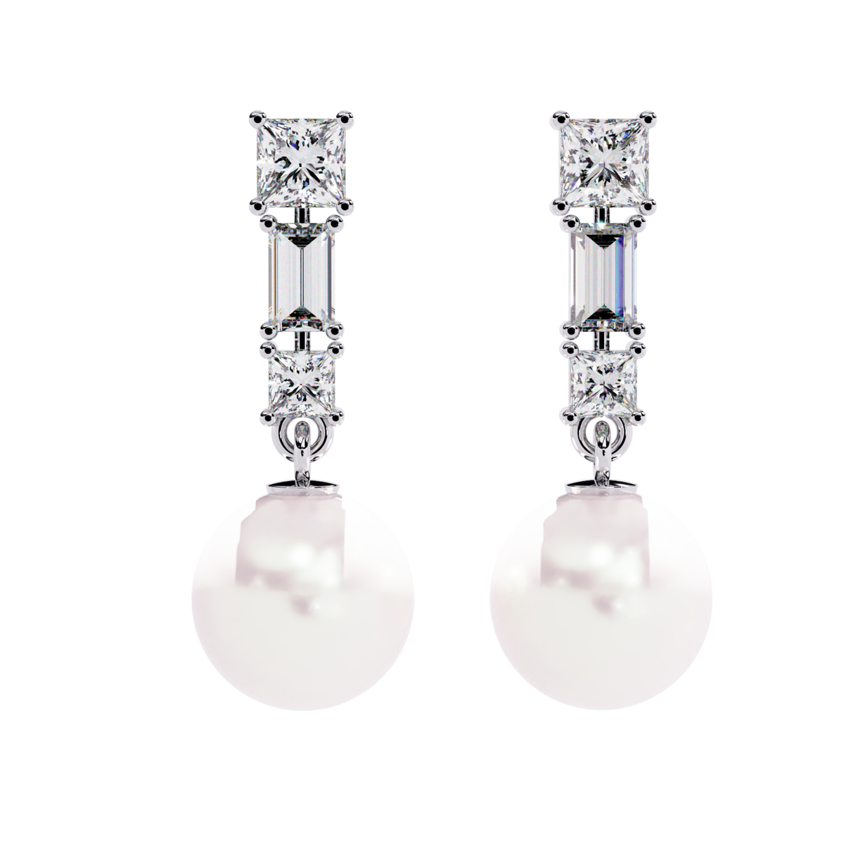 2.08 Ct Baguette & Princess Diamond Drop Earrings - HIGHCARAT DIAMONDS