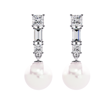 2.08 Ct Baguette & Princess Diamond Drop Earrings - HIGHCARAT DIAMONDS