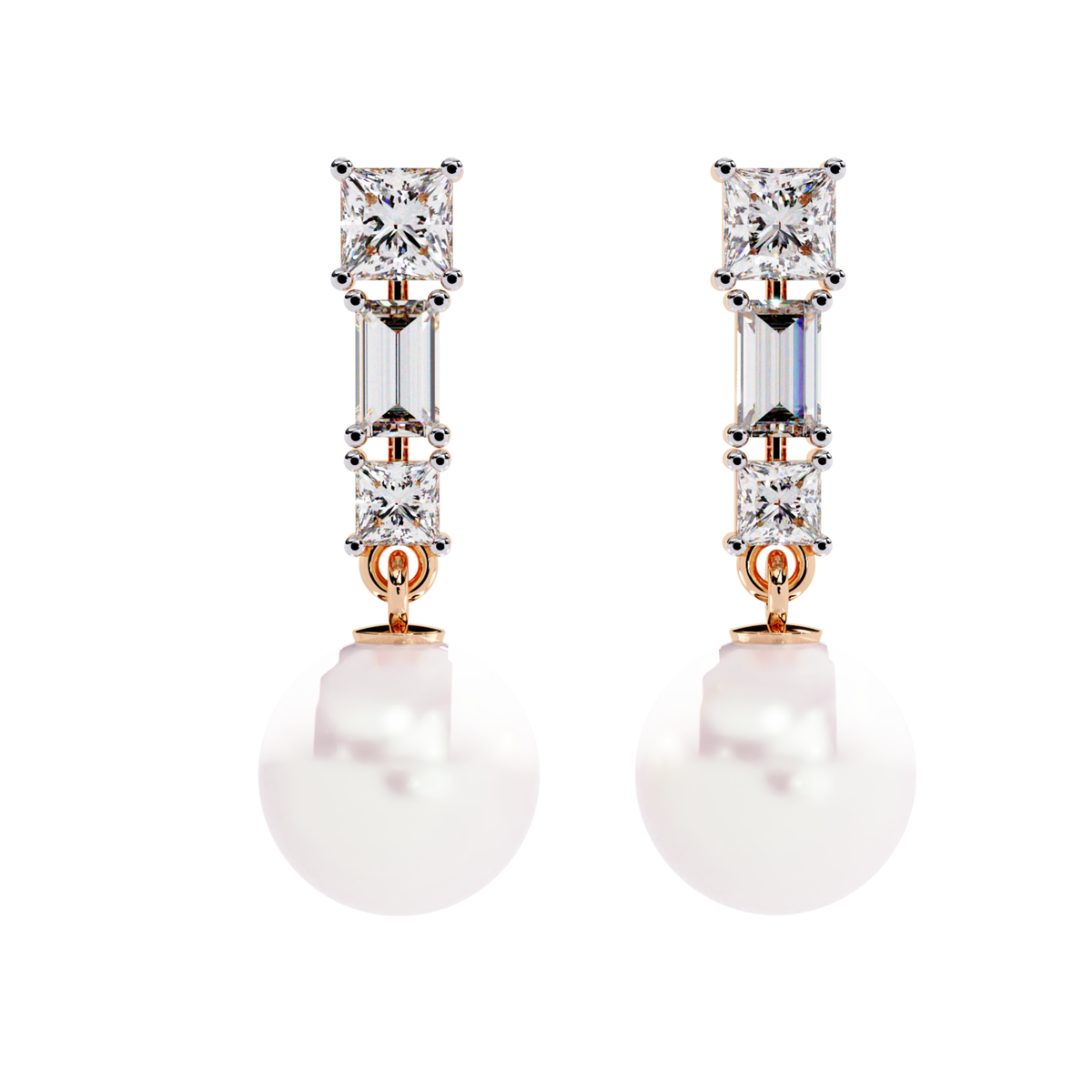 2.08 Ct Baguette & Princess Diamond Drop Earrings - HIGHCARAT DIAMONDS