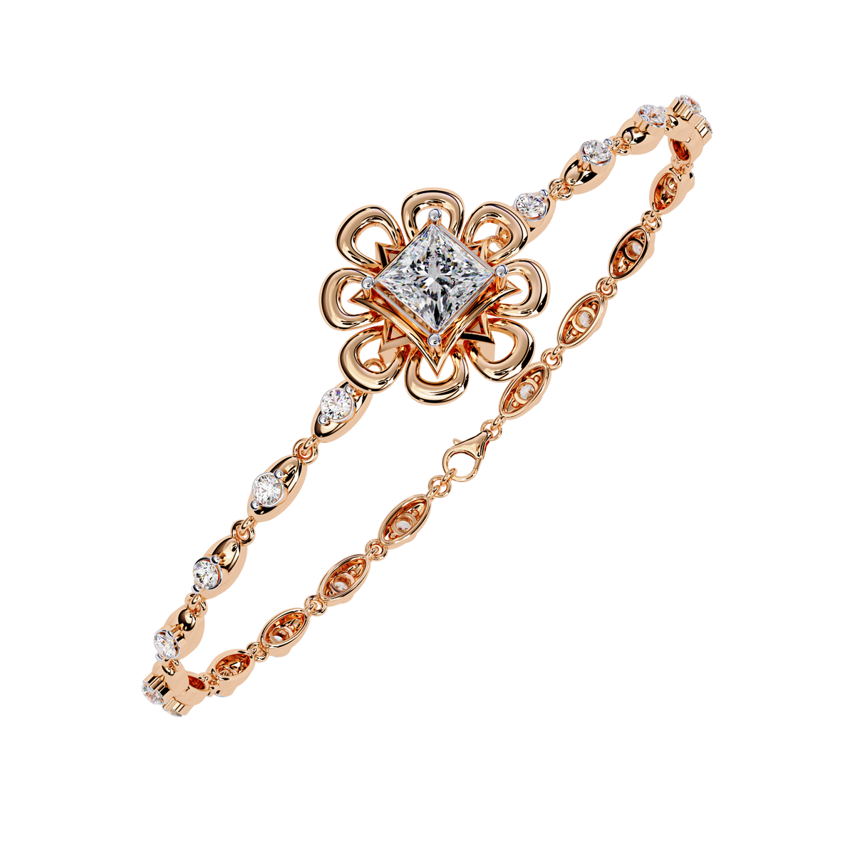 2.11Ct Princess And Round Cut Antique Classic Flower Shape Women Diamond Tennis Bracelet Annivrasry Gift For Her - HIGHCARAT DIAMONDS