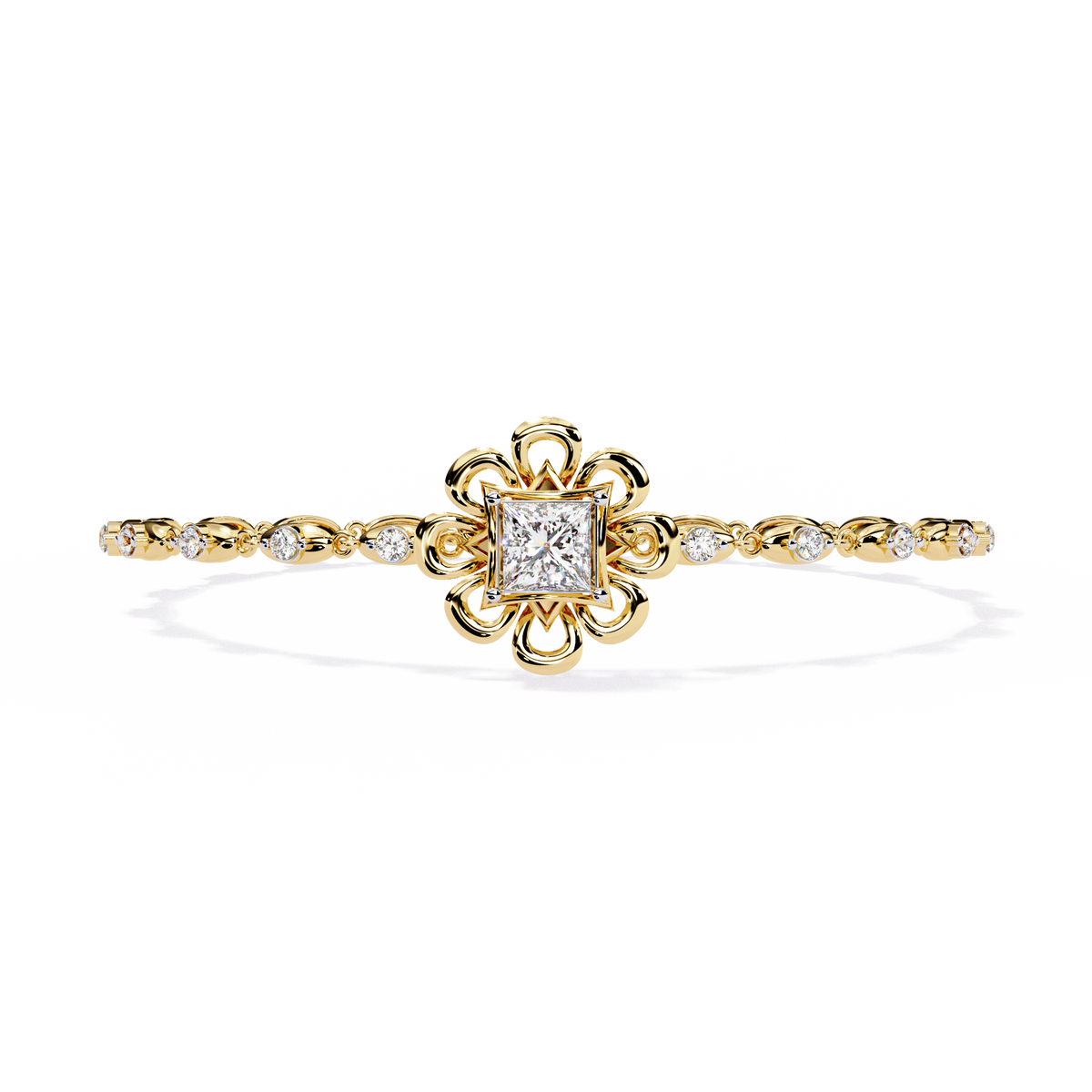 2.11Ct Princess And Round Cut Antique Classic Flower Shape Women Diamond Tennis Bracelet Annivrasry Gift For Her - HIGHCARAT DIAMONDS
