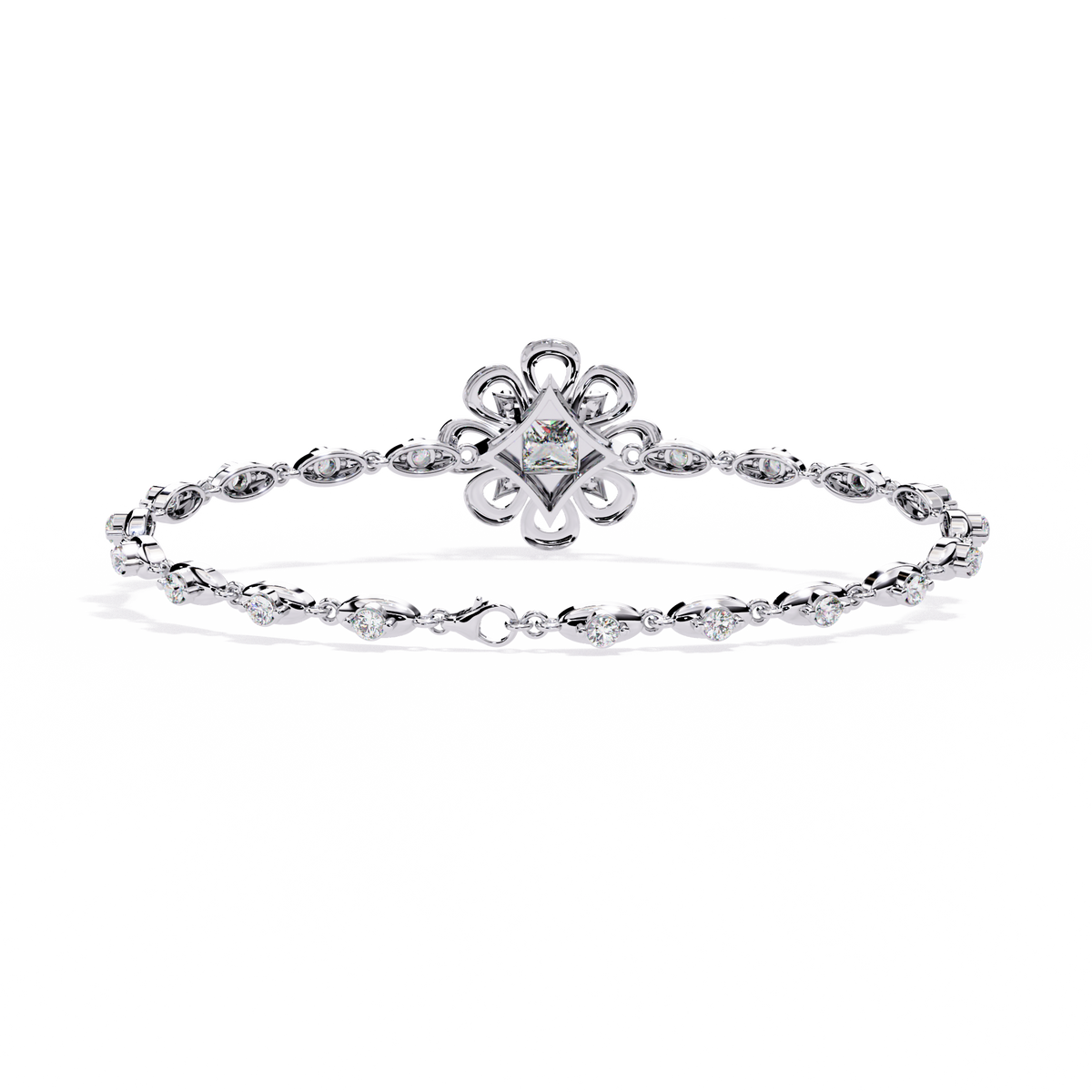 2.11Ct Princess And Round Cut Antique Classic Flower Shape Women Diamond Tennis Bracelet Annivrasry Gift For Her - HIGHCARAT DIAMONDS