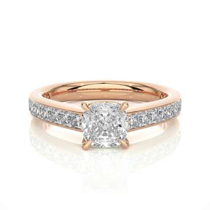 2.12 CT Cushion & Round Cut Lab Grown Diamond Accent Stone in 14k Gold Perfect Gift for Anyone Diamond Ring - HIGHCARAT DIAMONDS