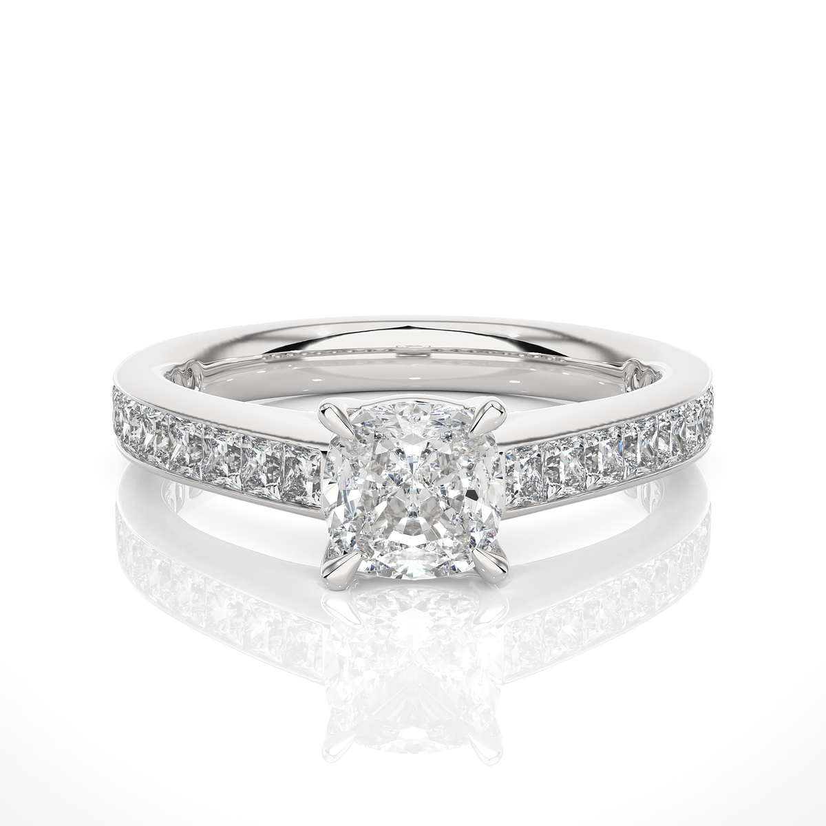 2.12 CT Cushion & Round Cut Lab Grown Diamond Accent Stone in 14k Gold Perfect Gift for Anyone Diamond Ring - HIGHCARAT DIAMONDS