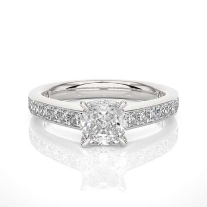 2.12 CT Cushion & Round Cut Lab Grown Diamond Accent Stone in 14k Gold Perfect Gift for Anyone Diamond Ring - HIGHCARAT DIAMONDS