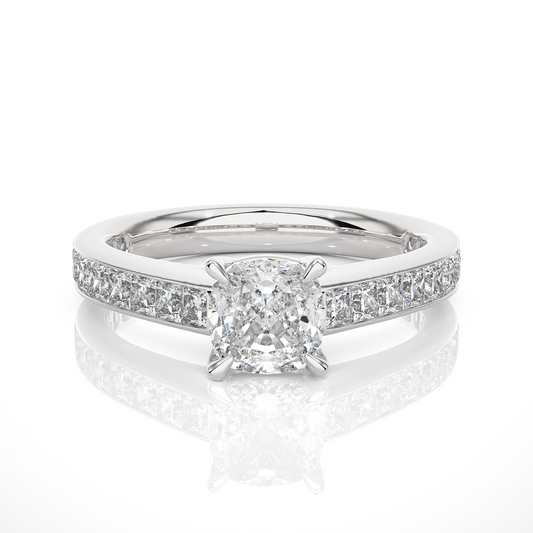 2.12 CT Cushion & Round Cut Lab Grown Diamond Accent Stone in 14k Gold Perfect Gift for Anyone Diamond Ring - HIGHCARAT DIAMONDS