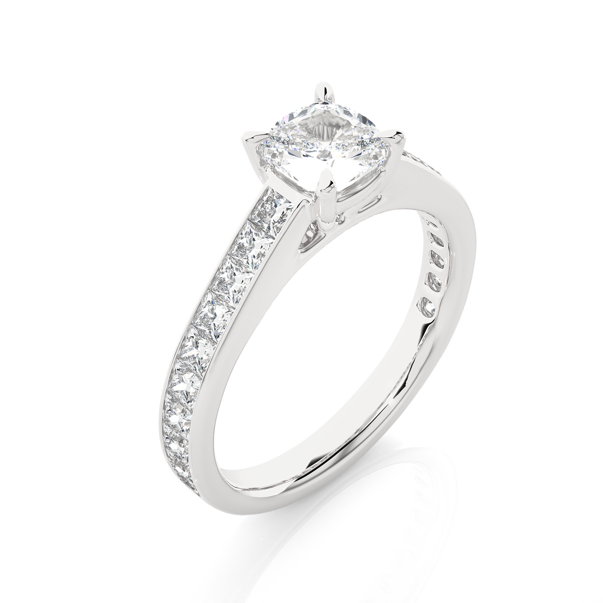 2.12 CT Cushion & Round Cut Lab Grown Diamond Accent Stone in 14k Gold Perfect Gift for Anyone Diamond Ring - HIGHCARAT DIAMONDS