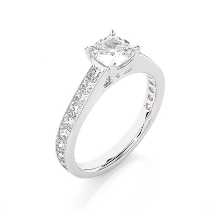 2.12 CT Cushion & Round Cut Lab Grown Diamond Accent Stone in 14k Gold Perfect Gift for Anyone Diamond Ring - HIGHCARAT DIAMONDS
