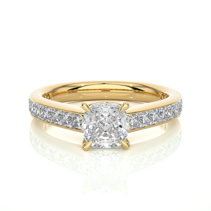 2.12 CT Cushion & Round Cut Lab Grown Diamond Accent Stone in 14k Gold Perfect Gift for Anyone Diamond Ring - HIGHCARAT DIAMONDS