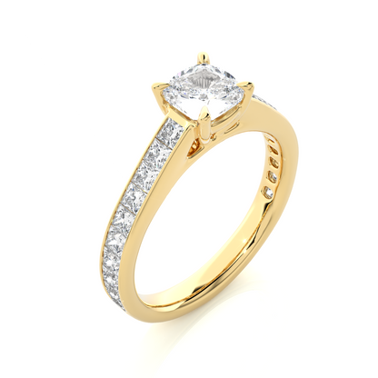 2.12 CT Cushion & Round Cut Lab Grown Diamond Accent Stone in 14k Gold Perfect Gift for Anyone Diamond Ring - HIGHCARAT DIAMONDS