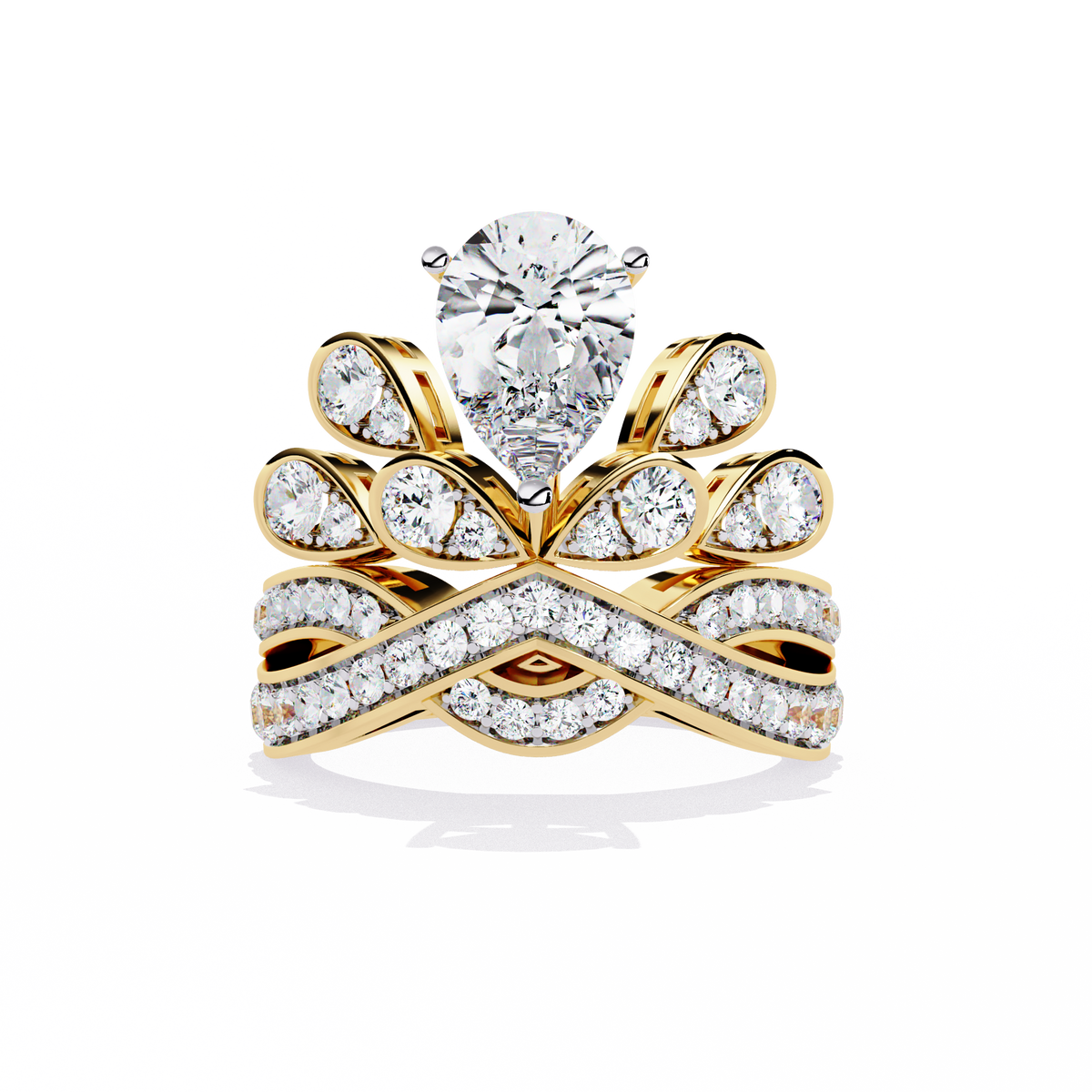 2.14Ct Pear And Round Cut Diamond Delicate Stunning Halo Vintage Sparkling Engagement Ring Special Day Gift For Her - HIGHCARAT DIAMONDS