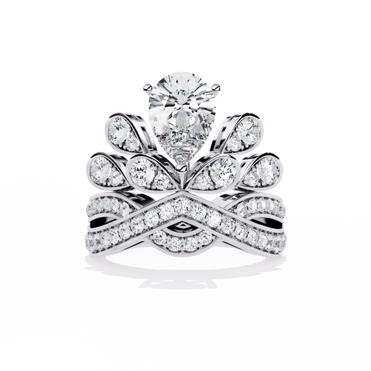 2.14Ct Pear And Round Cut Diamond Delicate Stunning Halo Vintage Sparkling Engagement Ring Special Day Gift For Her - HIGHCARAT DIAMONDS