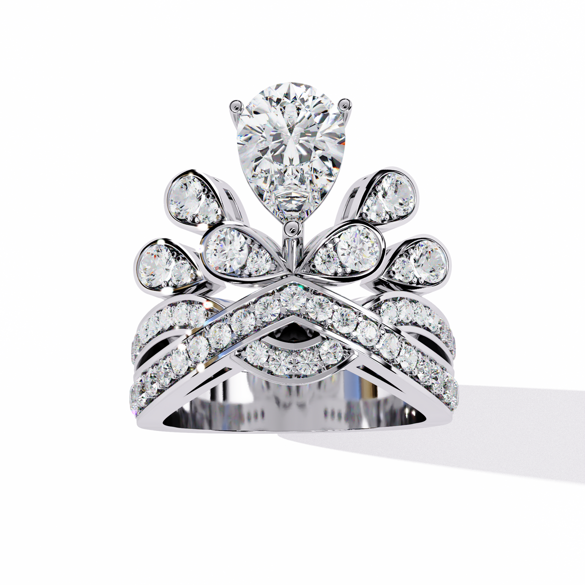 2.14Ct Pear And Round Cut Diamond Delicate Stunning Halo Vintage Sparkling Engagement Ring Special Day Gift For Her - HIGHCARAT DIAMONDS
