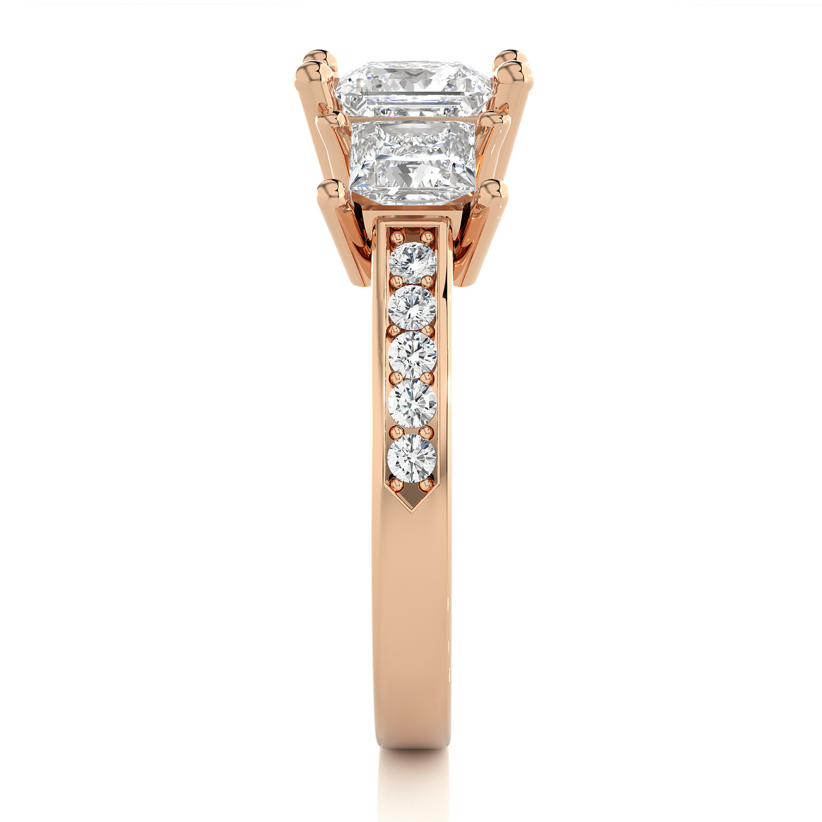 14K Solid Gold princess cut 2.20 Ct  Lab grown three stone Ring For Her - HIGHCARAT DIAMONDS