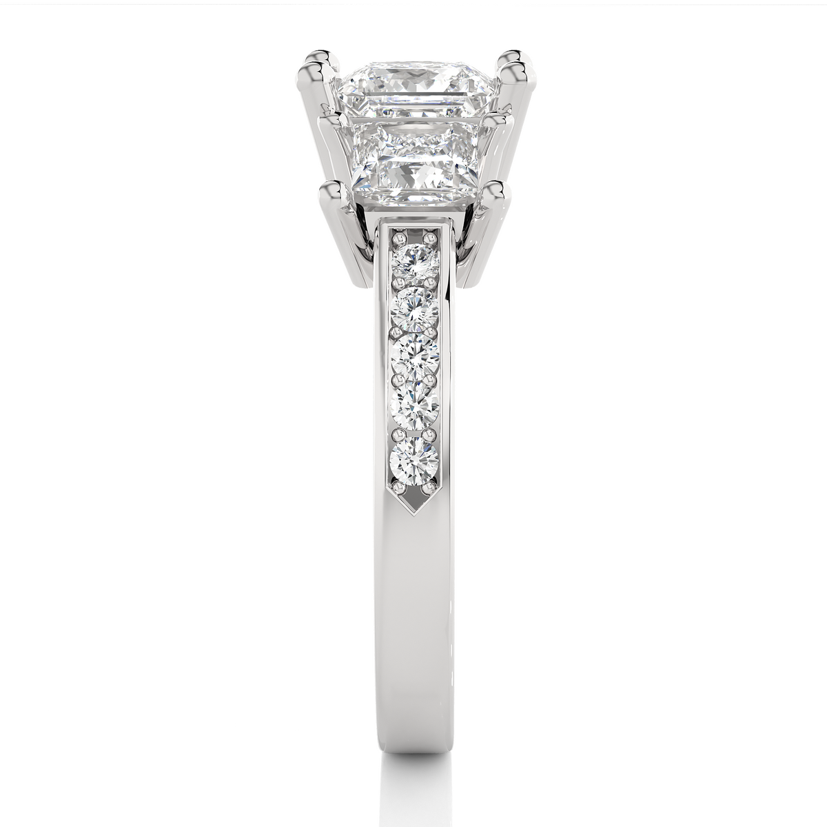 14K Solid Gold princess cut 2.20 Ct  Lab grown three stone Ring For Her - HIGHCARAT DIAMONDS