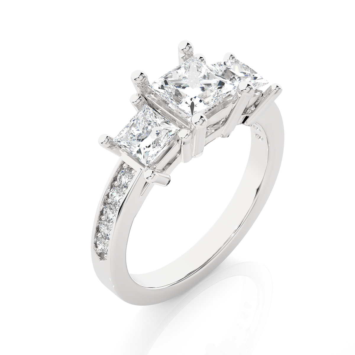 14K Solid Gold princess cut 2.20 Ct  Lab grown three stone Ring For Her - HIGHCARAT DIAMONDS