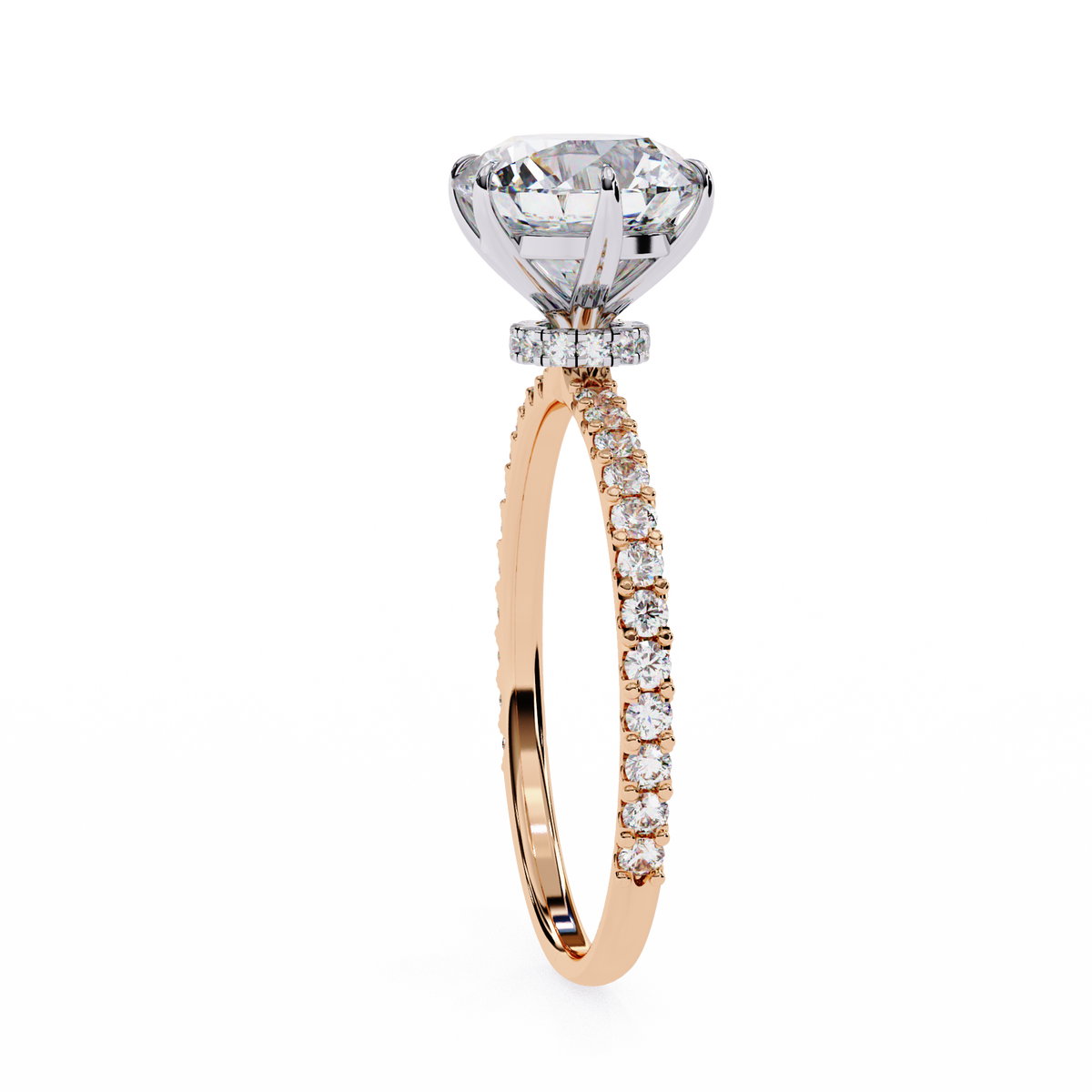 2.21 CT Round Cut Lab Grown  Diamond Hidden Halo Dainty Accented Women's Ring For Birthday Gift - HIGHCARAT DIAMONDS