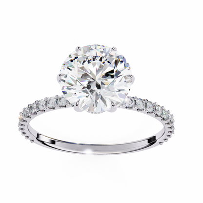 2.21 CT Round Cut Lab Grown  Diamond Hidden Halo Dainty Accented Women's Ring For Birthday Gift - HIGHCARAT DIAMONDS