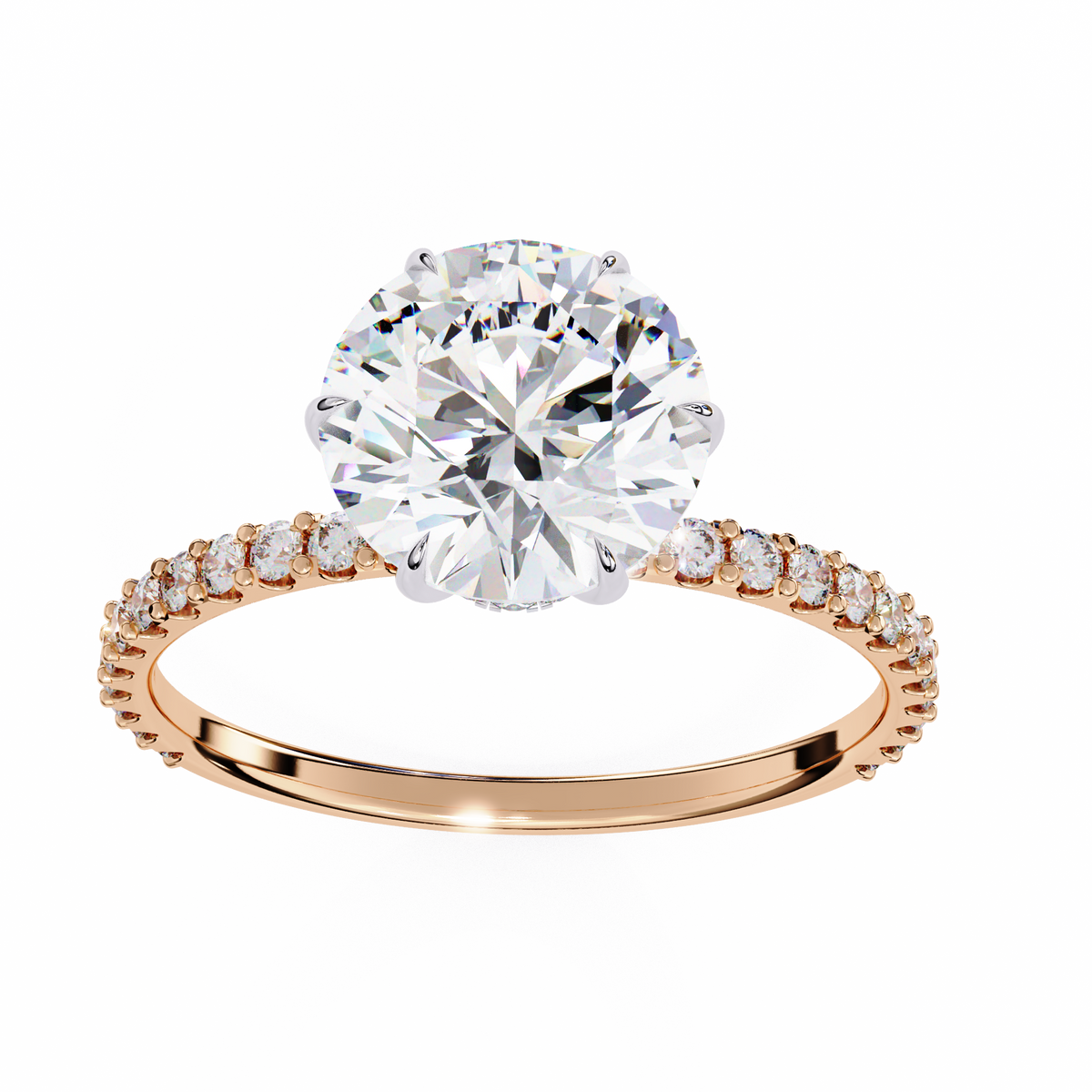 2.21 CT Round Cut Lab Grown  Diamond Hidden Halo Dainty Accented Women's Ring For Birthday Gift - HIGHCARAT DIAMONDS