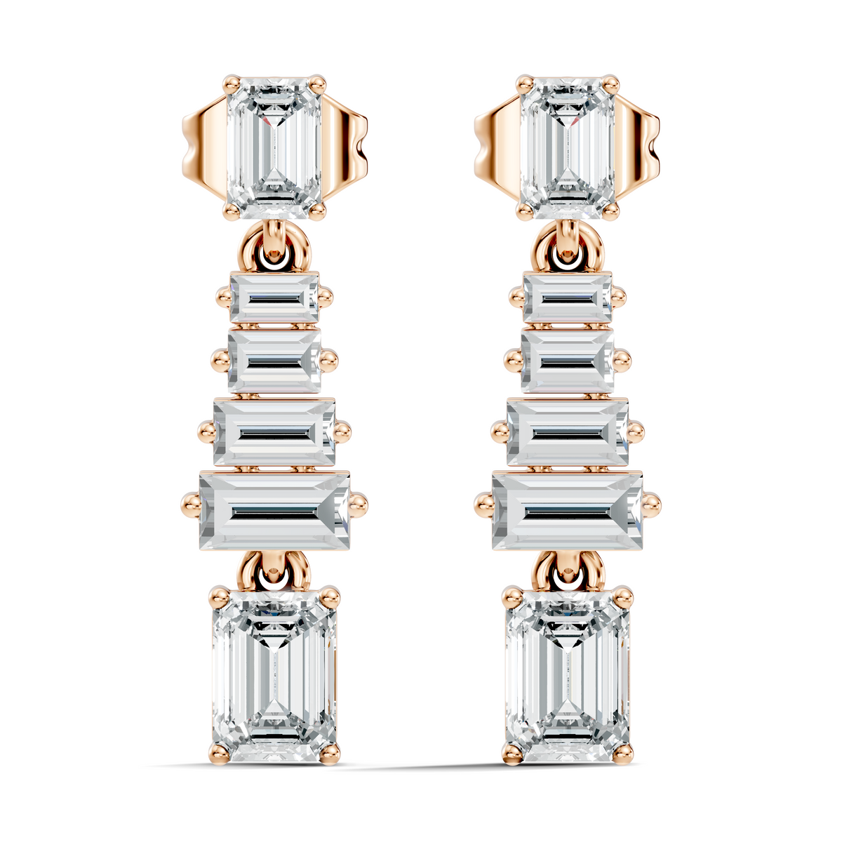 Women's 2.25 Ct Emerald Baguette Diamond Stud Earrings Classic Drop Design - HIGHCARAT DIAMONDS