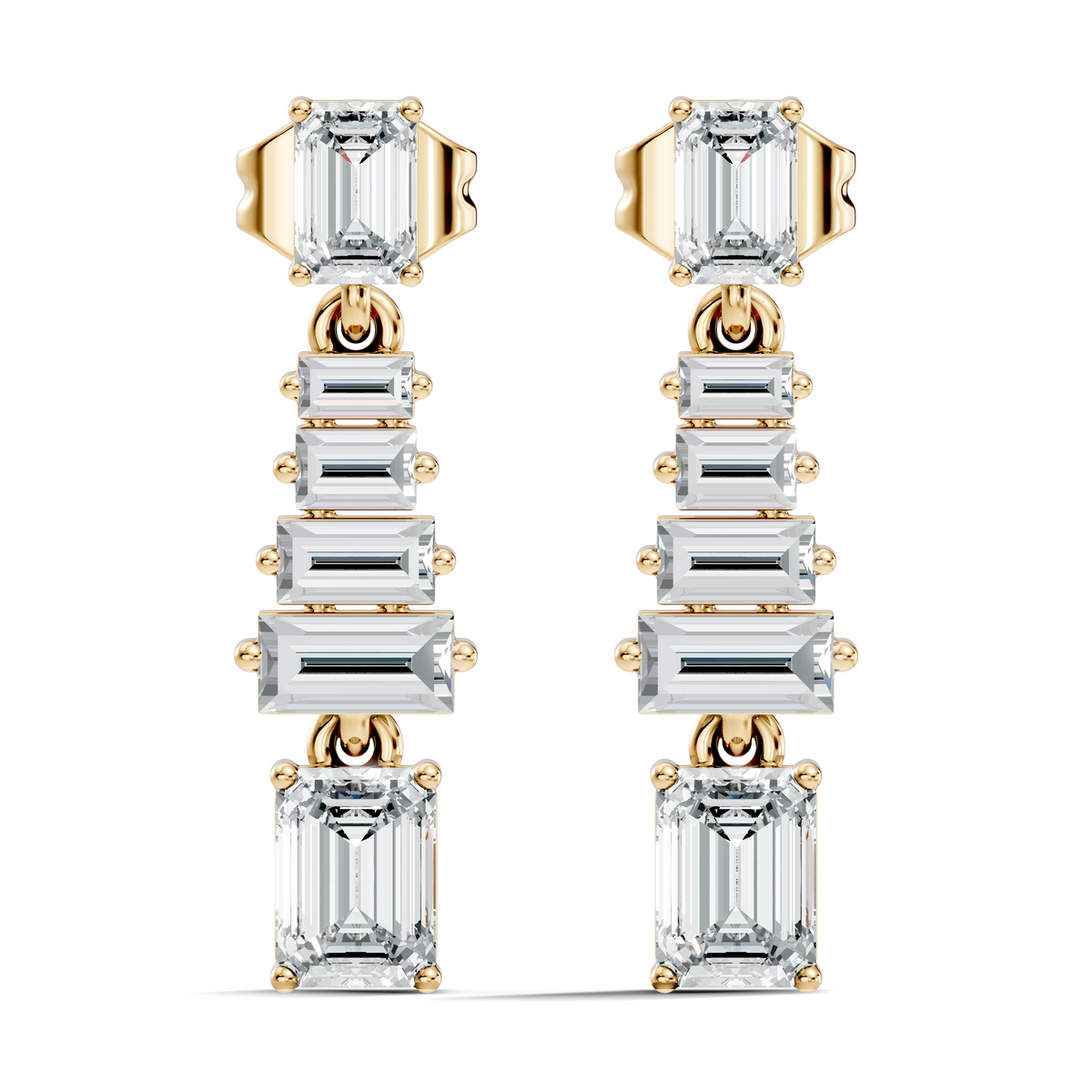 Women's 2.25 Ct Emerald Baguette Diamond Stud Earrings Classic Drop Design - HIGHCARAT DIAMONDS