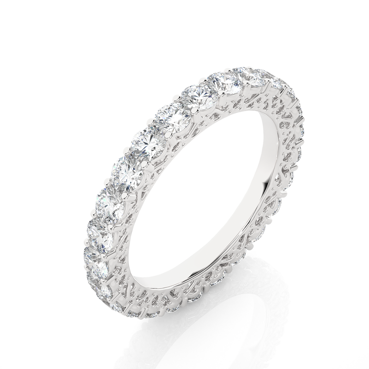 2.28 CT Round Brilliant Lab grown Diamond 14K Gold Wedding Band With Matching Eternity Band - HIGHCARAT DIAMONDS