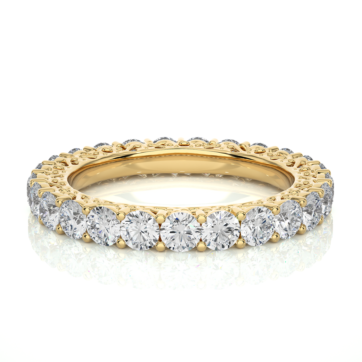 2.28 CT Round Brilliant Lab grown Diamond 14K Gold Wedding Band With Matching Eternity Band - HIGHCARAT DIAMONDS