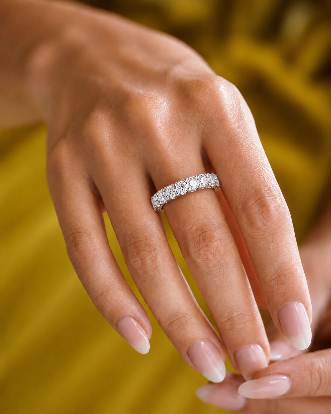 2.28 CT Round Brilliant Lab grown Diamond 14K Gold Wedding Band With Matching Eternity Band - HIGHCARAT DIAMONDS