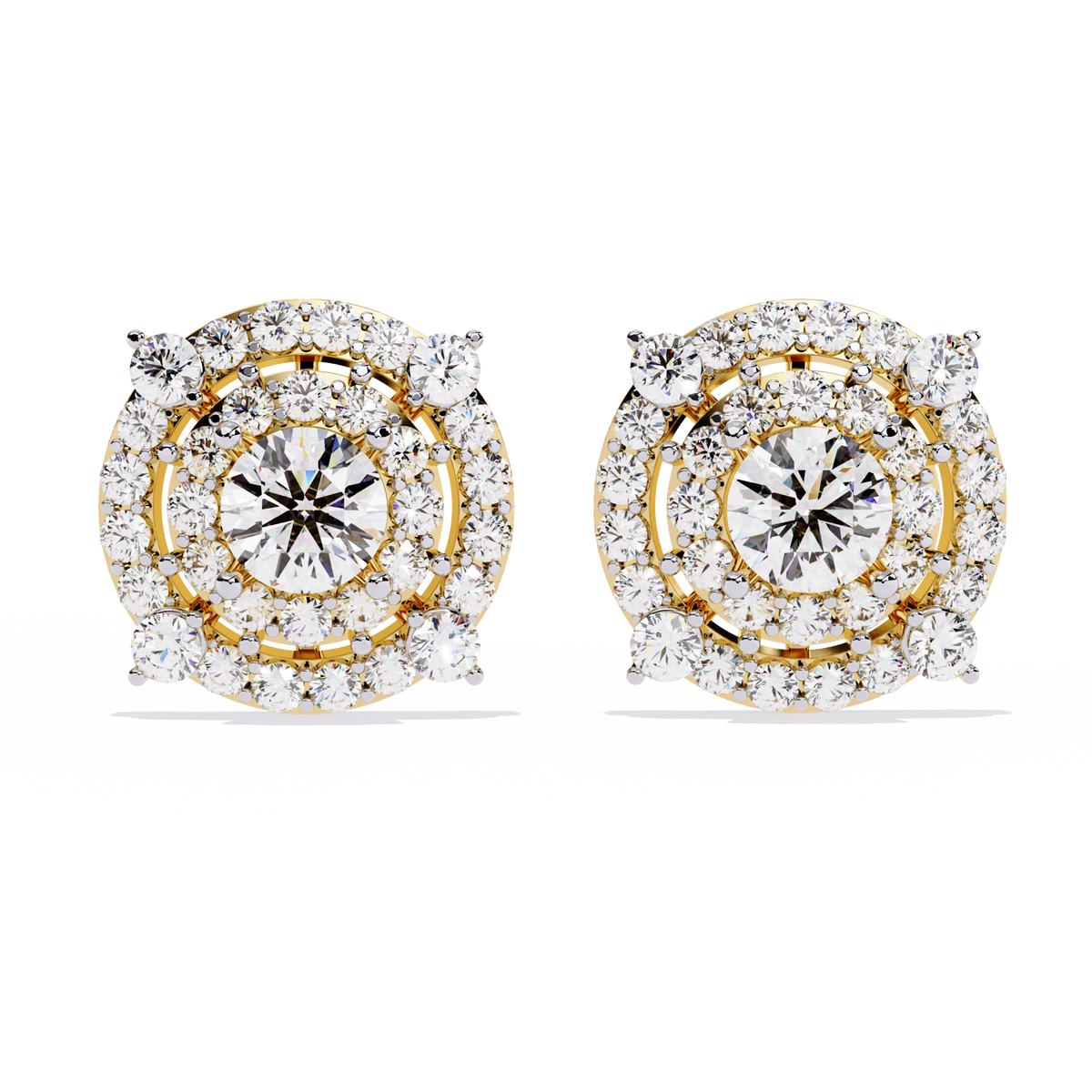 2.29 Ct Round Cut Lab Grown  Diamond Antique Cluster Prong Set Minimalist Daily Wear Stud Earring - HIGHCARAT DIAMONDS