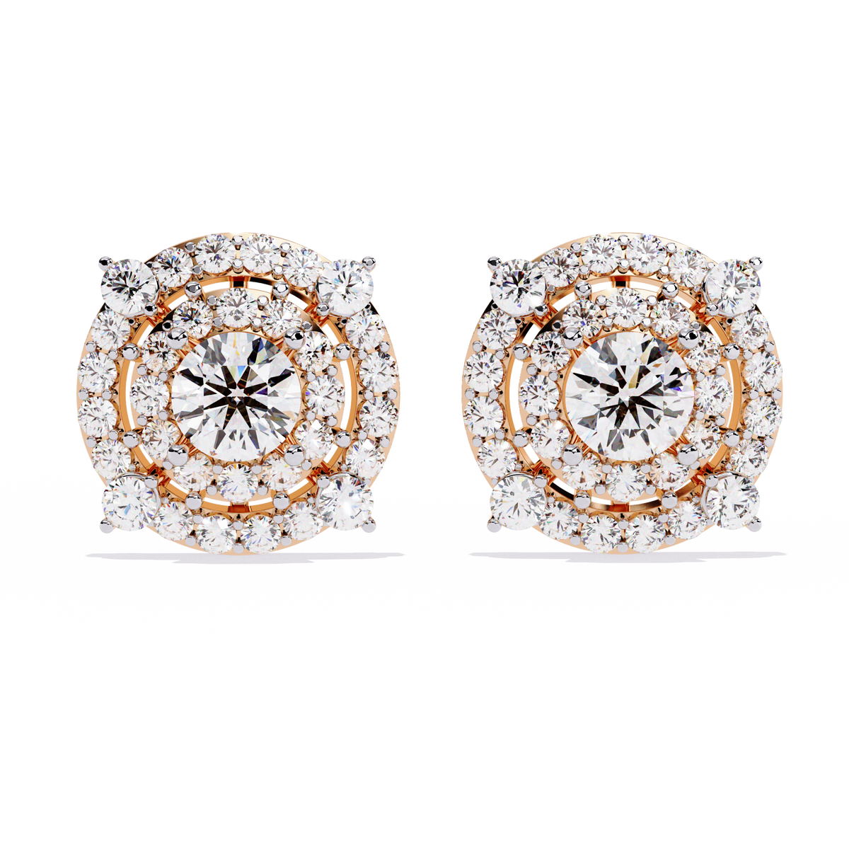 2.29 Ct Round Cut Lab Grown  Diamond Antique Cluster Prong Set Minimalist Daily Wear Stud Earring - HIGHCARAT DIAMONDS