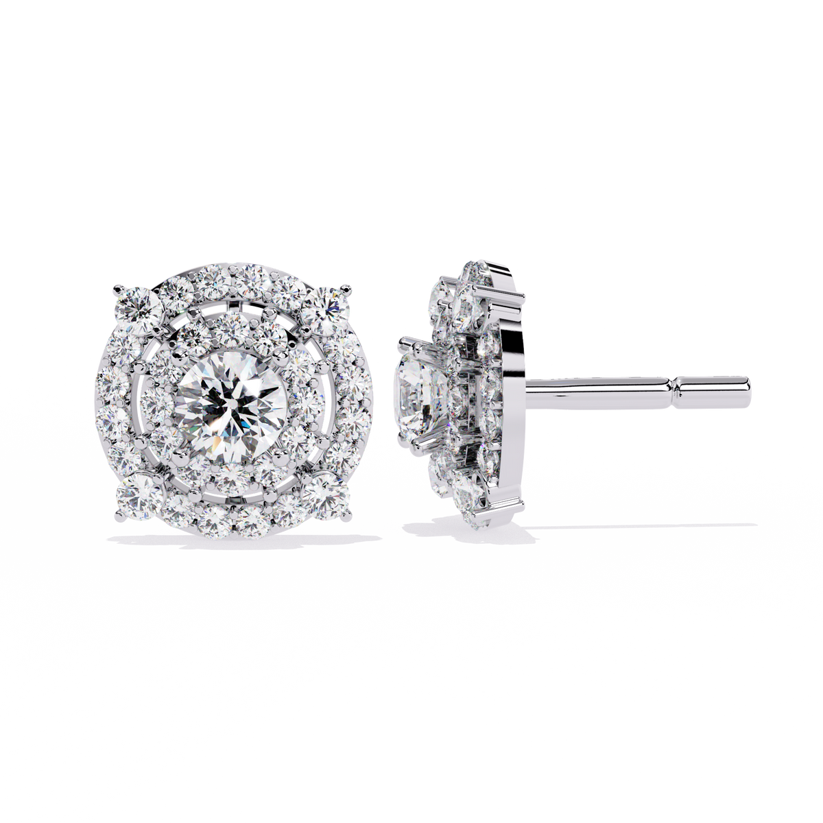 2.29 Ct Round Cut Lab Grown  Diamond Antique Cluster Prong Set Minimalist Daily Wear Stud Earring - HIGHCARAT DIAMONDS