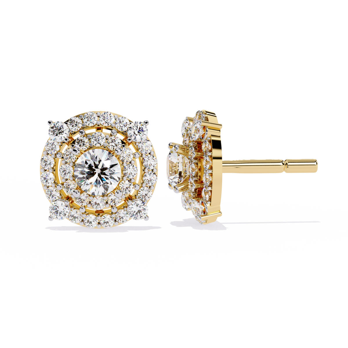2.29 Ct Round Cut Lab Grown  Diamond Antique Cluster Prong Set Minimalist Daily Wear Stud Earring - HIGHCARAT DIAMONDS