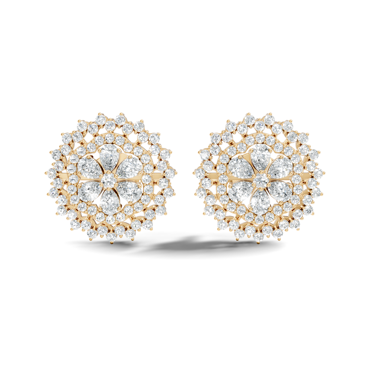 2.29 Ct Round & Pear Shape 14k Solid Gold Stunning Vintage Style Diamond Earrings For Daily Wear - HIGHCARAT DIAMONDS