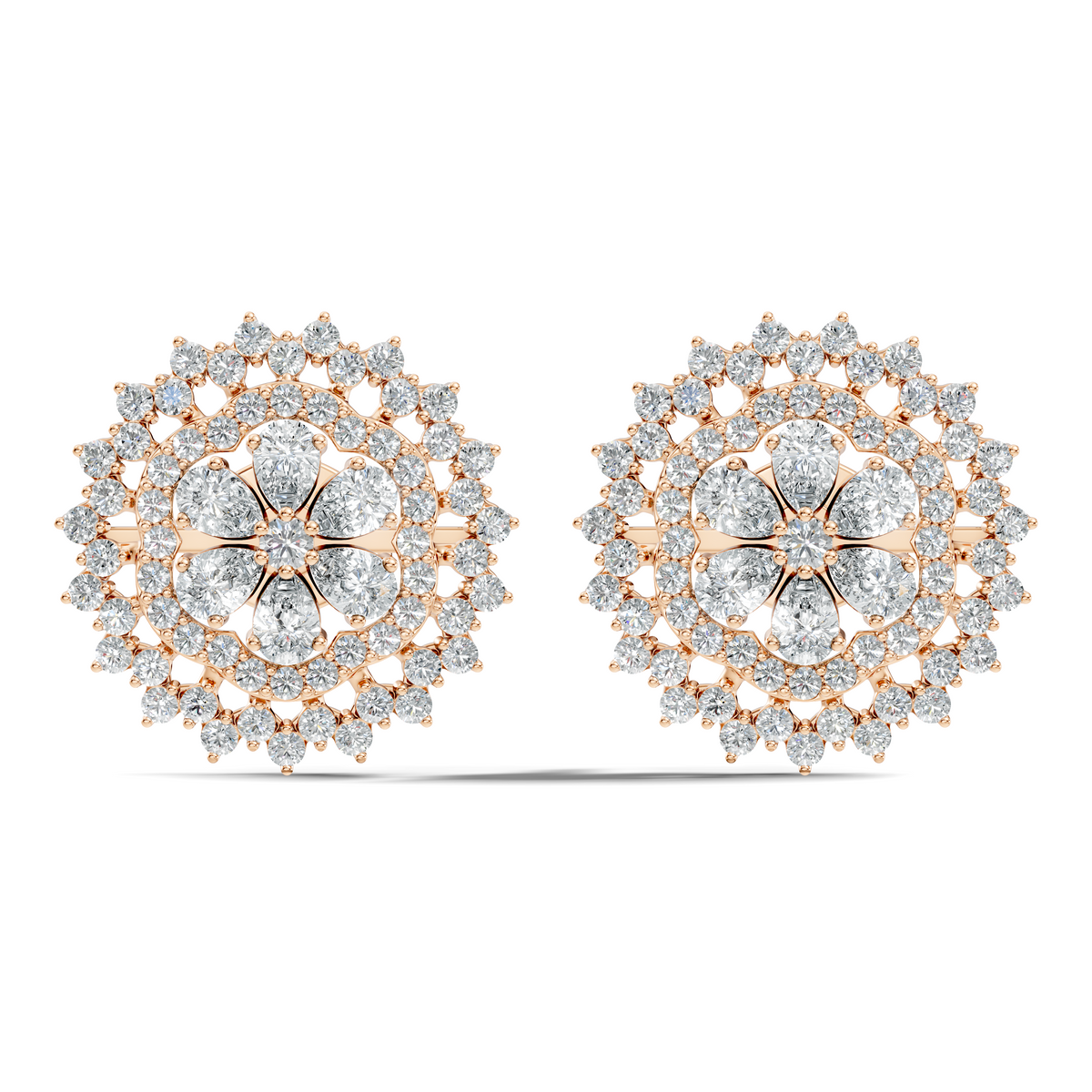 2.29 Ct Round & Pear Shape 14k Solid Gold Stunning Vintage Style Diamond Earrings For Daily Wear - HIGHCARAT DIAMONDS