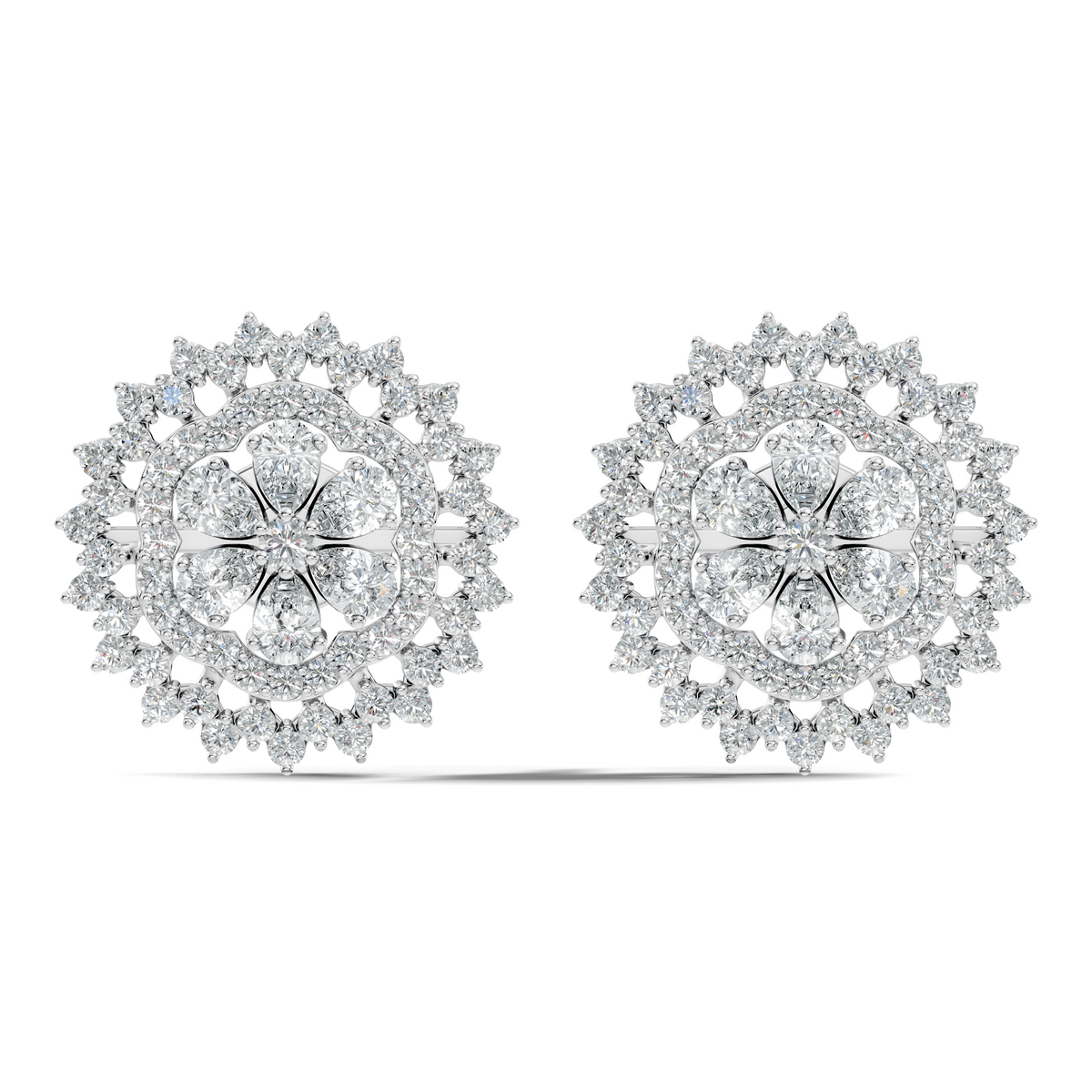 2.29 Ct Round & Pear Shape 14k Solid Gold Stunning Vintage Style Diamond Earrings For Daily Wear - HIGHCARAT DIAMONDS