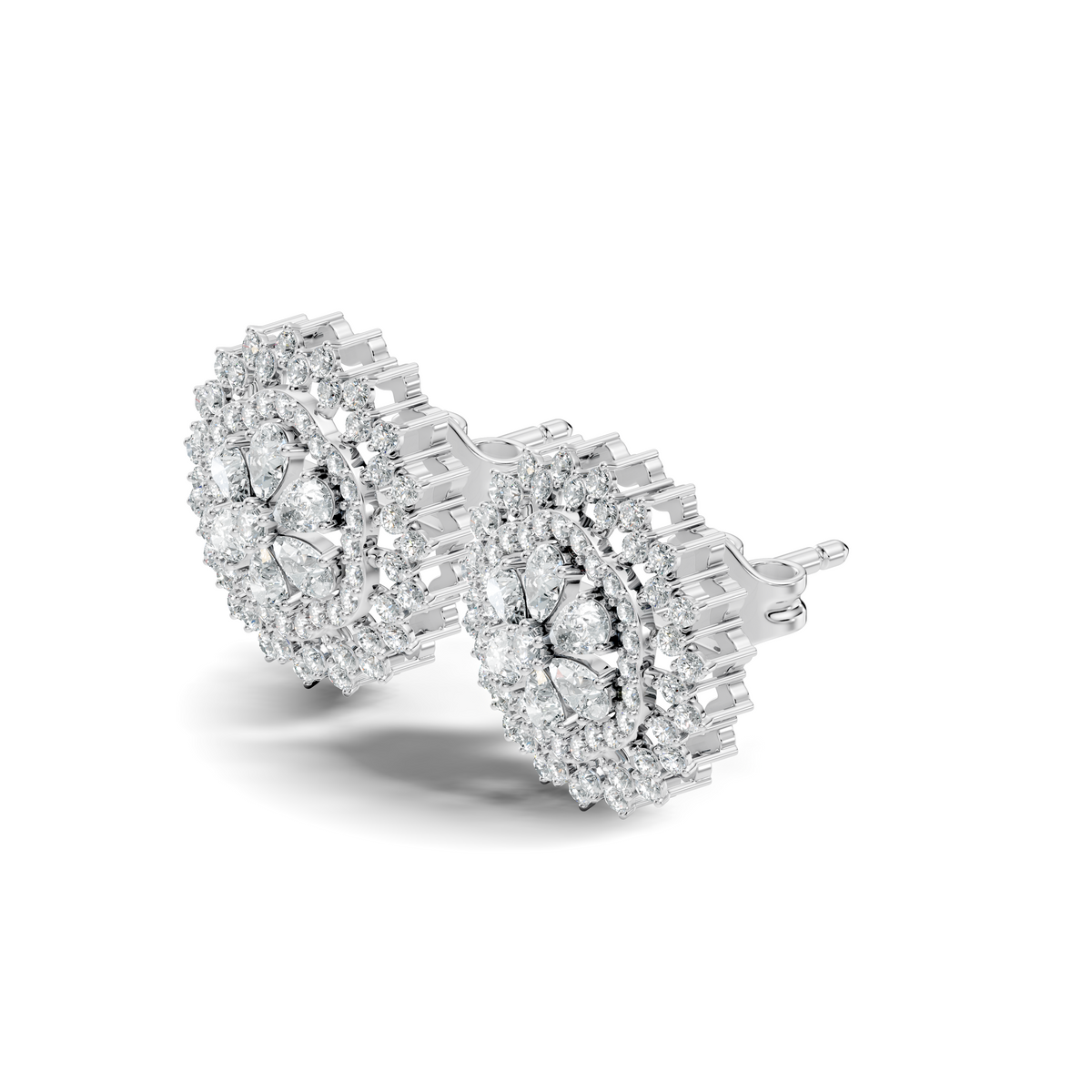 2.29 Ct Round & Pear Shape 14k Solid Gold Stunning Vintage Style Diamond Earrings For Daily Wear - HIGHCARAT DIAMONDS
