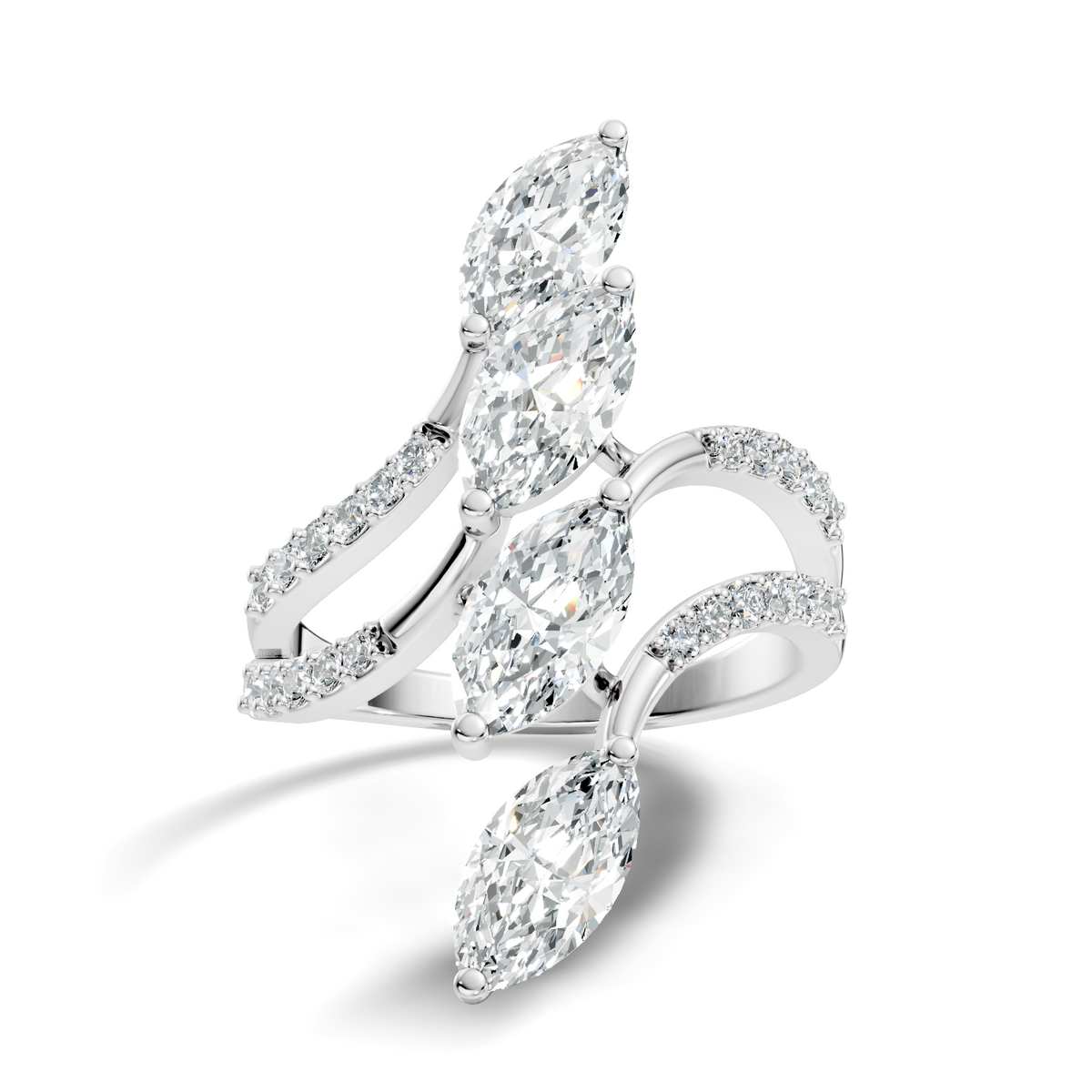 2.30Ct Marquise and Round Cut White Colorless Lab Grown Diamond Vintage Unique Engagement Ring - HIGHCARAT DIAMONDS