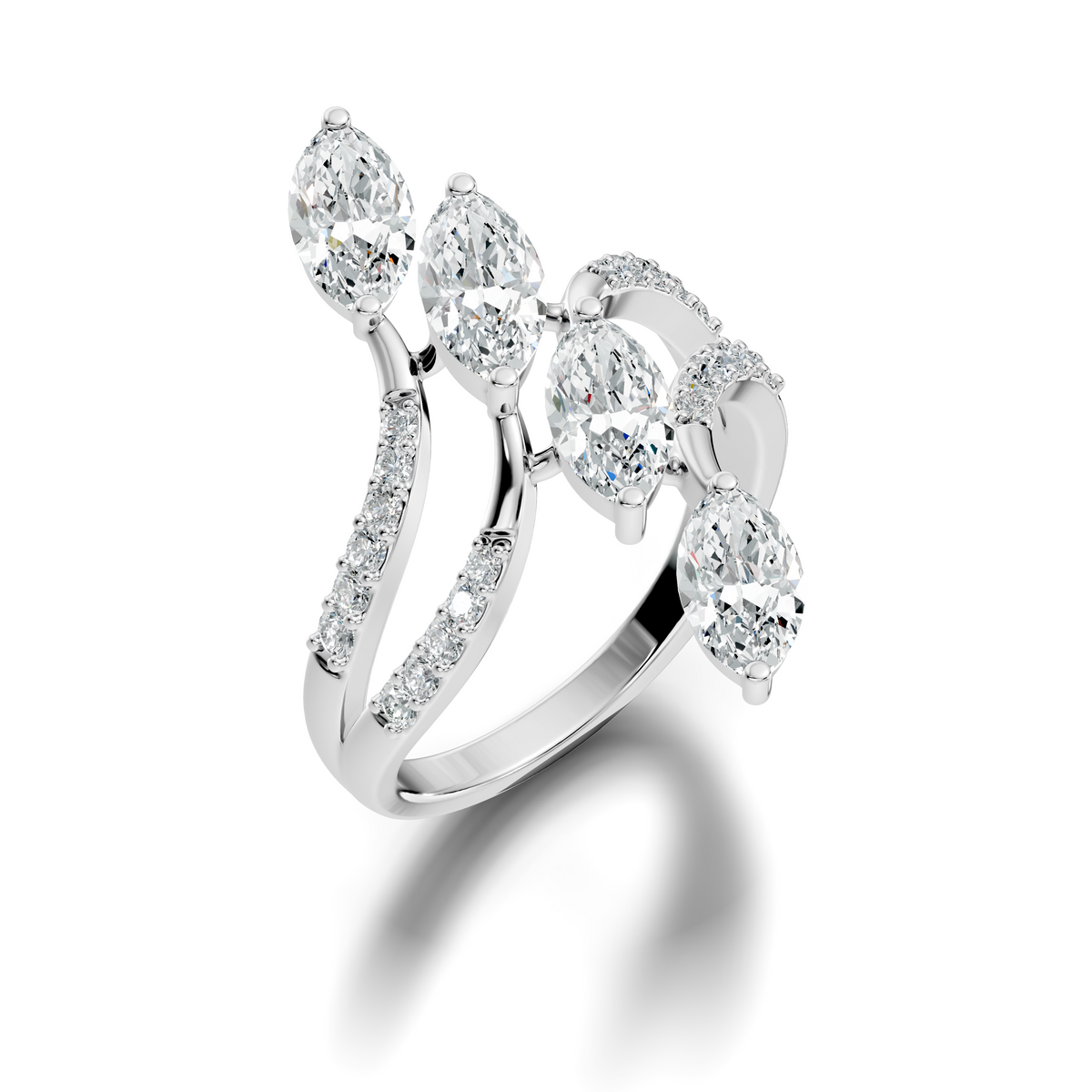 2.30Ct Marquise and Round Cut White Colorless Lab Grown Diamond Vintage Unique Engagement Ring - HIGHCARAT DIAMONDS