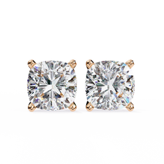 Colorless Cushion Diamond Cluster Earrings Close-Up Facet Details