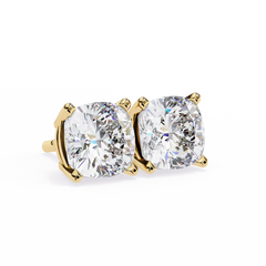 Cushion Cut Colorless Diamond Cluster Earrings Close-Up Detail